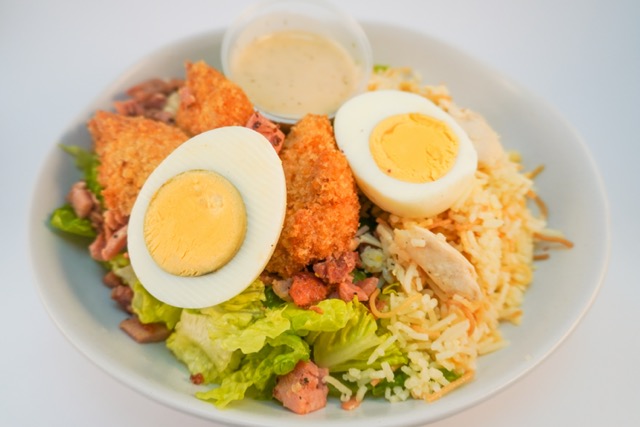Caesar Salad, Chicken Nuggets and Chicken Rice