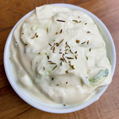 Tzatziki dip from a top down view